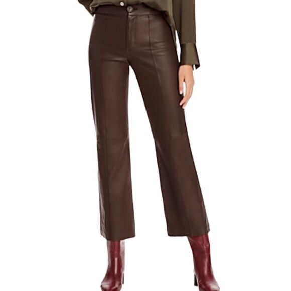 Vince Lamb Leather Cropped Pants.Size 0 - Picture 1 of 15